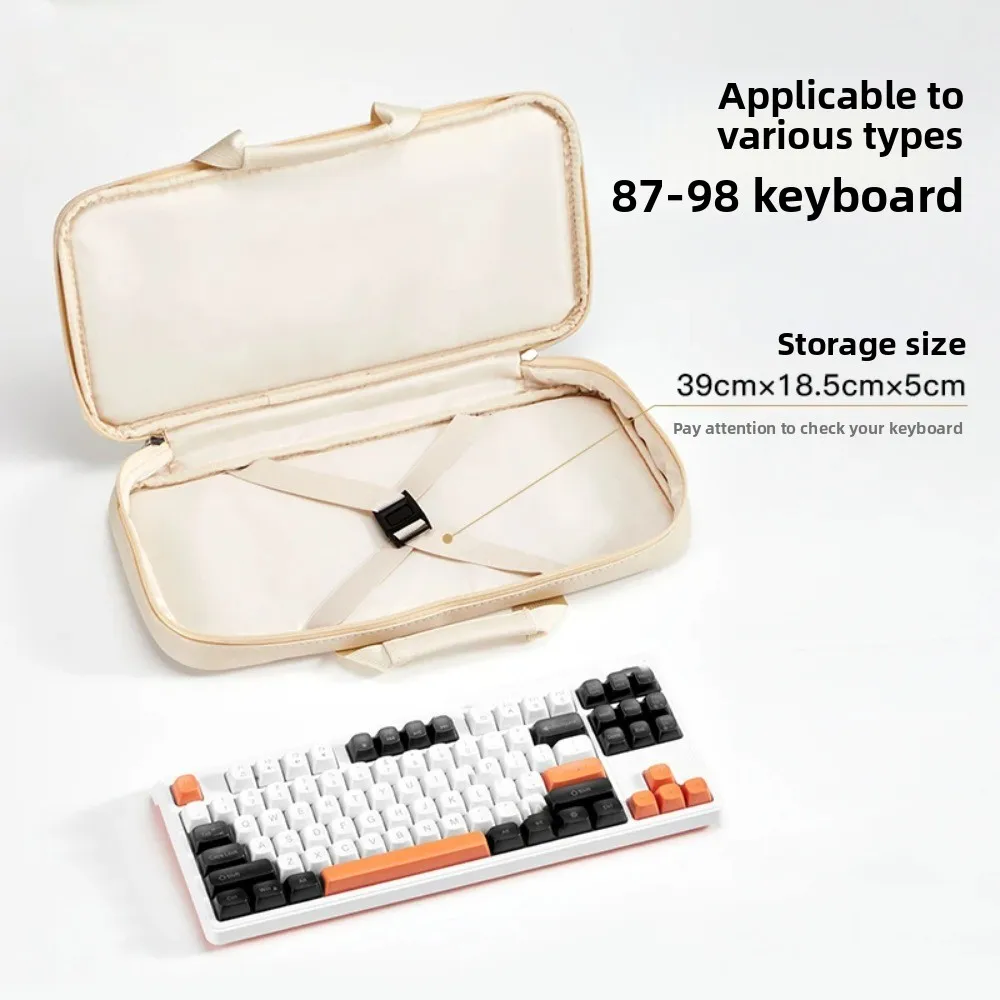 

65/75/87/98 Keys Mechanical Keyboard Storage Bag Thickened Fabric PU Leather Keyboard Protective Bag Portable Large Capacity