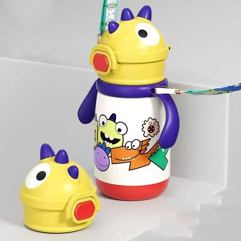 Cartoon Dinosaur Insulated Water Bottle 316 Stainless Steel Thermos Bottle For Kids Travel Or To School Keep Water Hot/Cold