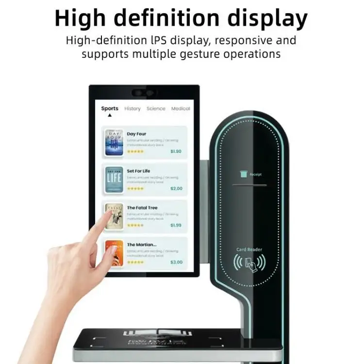 Library RFID Self Checkout Kiosk Self Service Machine Smart Library System Book Return Kiosk Touch Screen OEM Manufacturer
