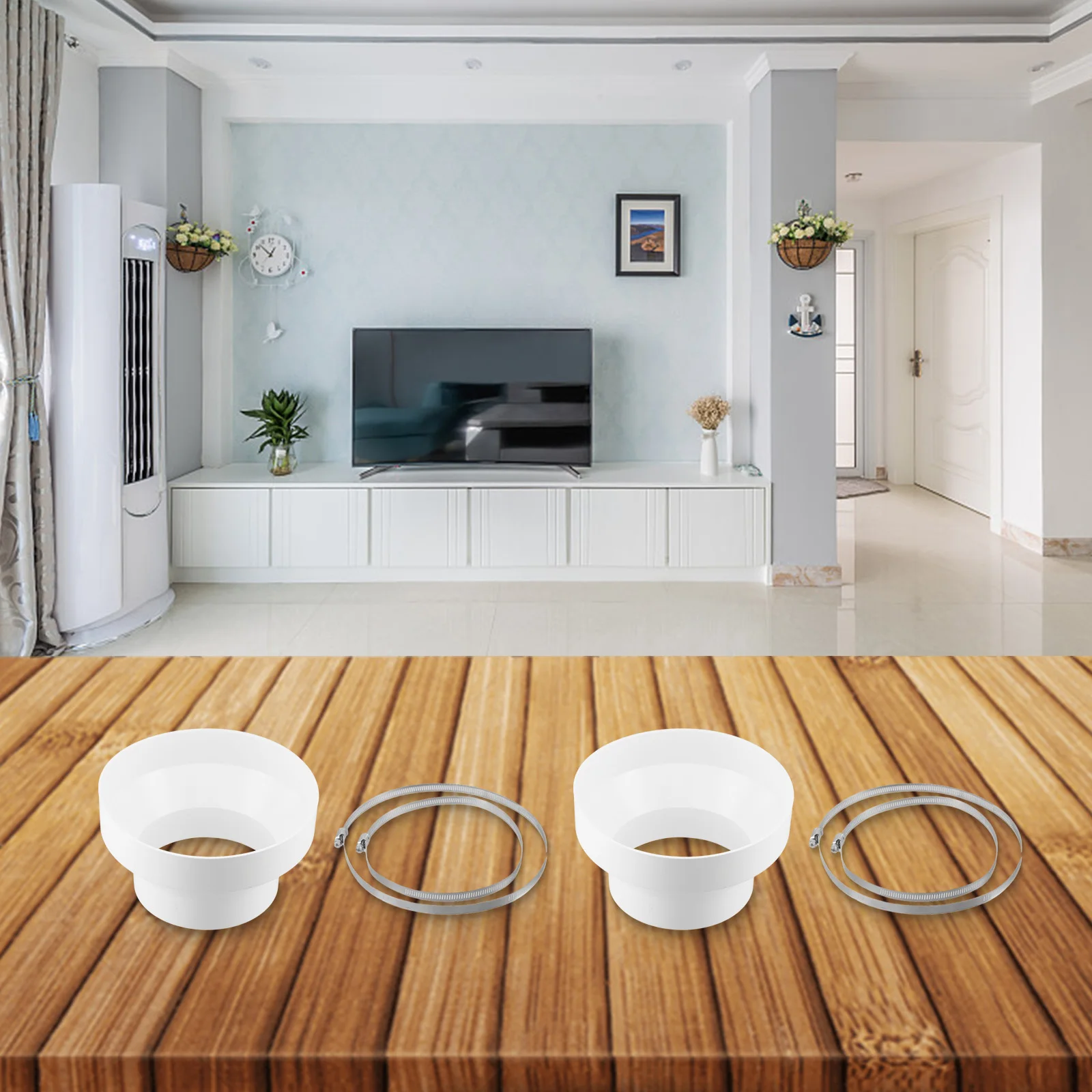 

8 Inch To 6 Inch Vent System Adapter Ventilation Connector High Strength Good Toughness 304 Stainless Steel ABS Plastic