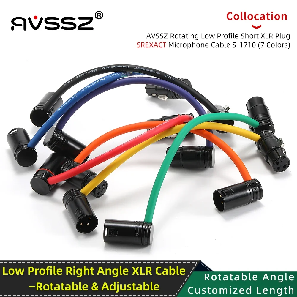 

Low profile 3 Pin XLR Connector Cable Right Angle L Shape Plug Microphone Mixer Amplifier SREXACT Professional Audio Line