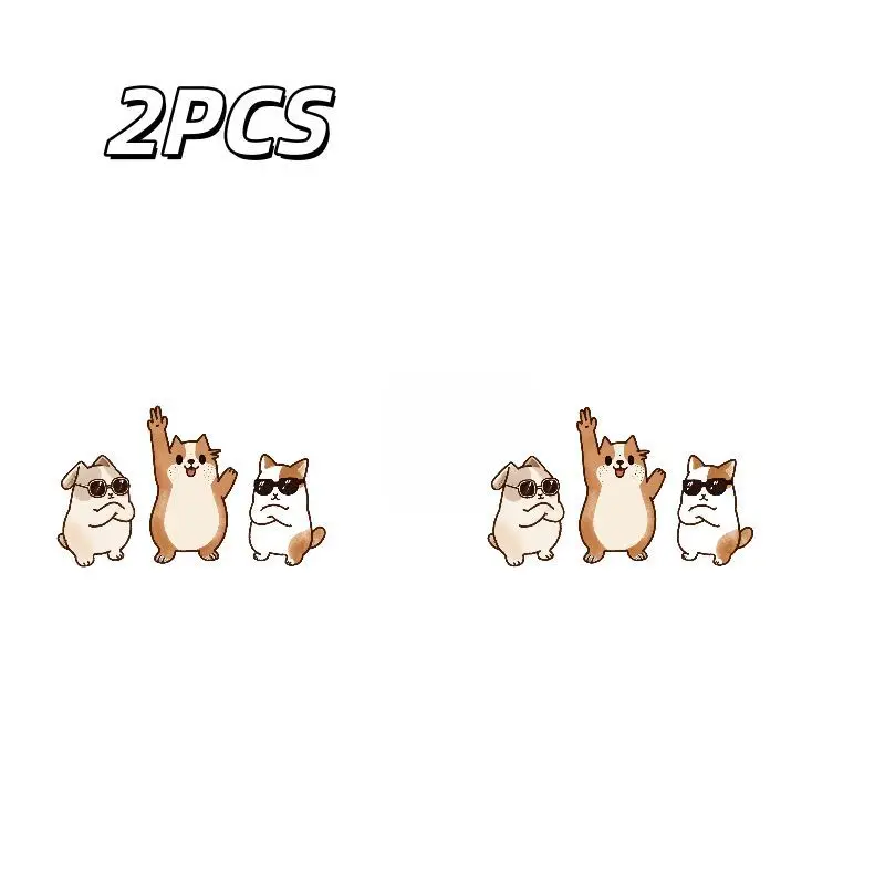 2pcs/set Cartoon Dog Vinyl Sticker Waterproof Self-Adhesive Decal for Car Laptop Motorcycle Helmet Window Wall Decor
