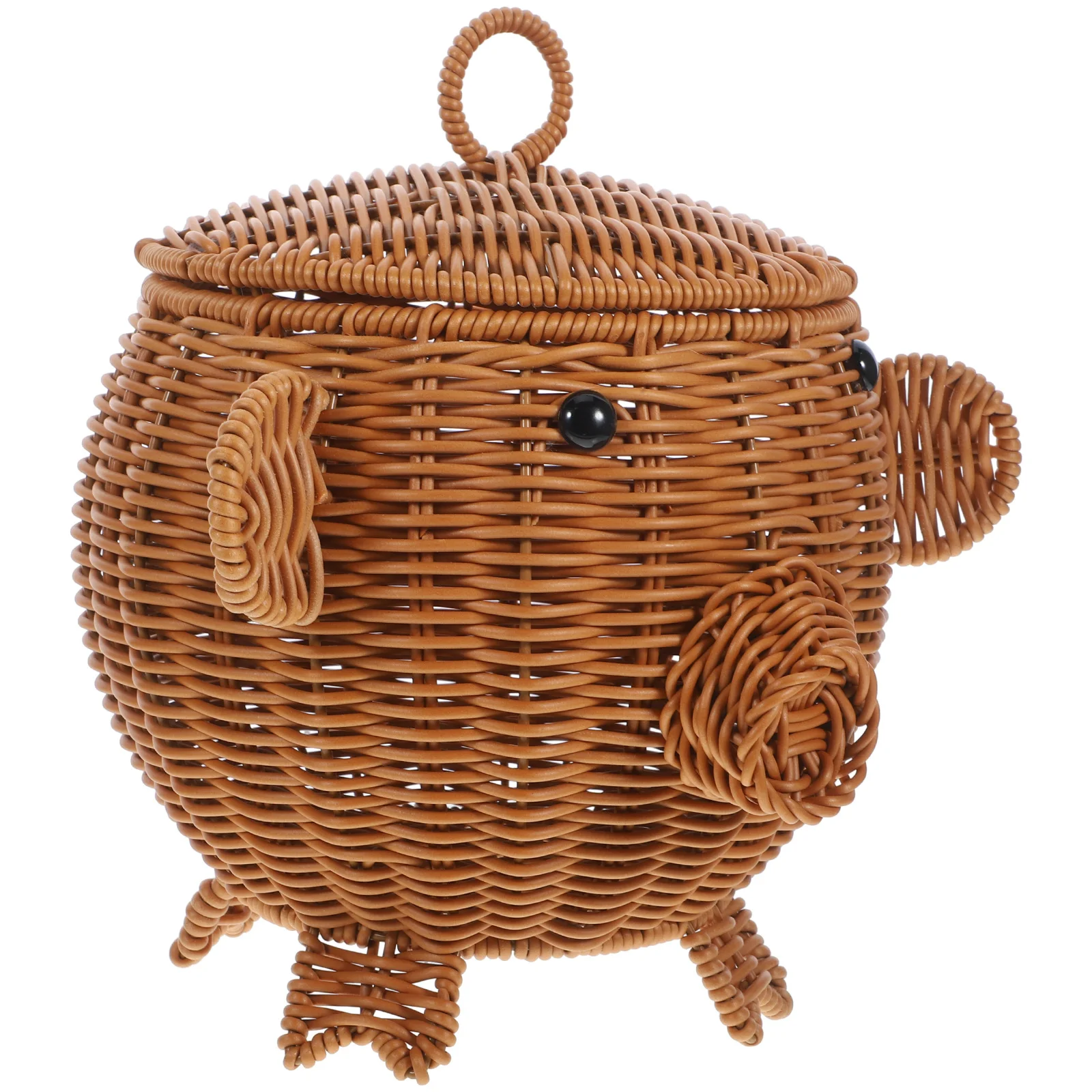 

Rustic Piggy Shaped Woven Storage Basket Multi-Use Decorative Desktop Organizer Home Basket Woven Baskets for Storage