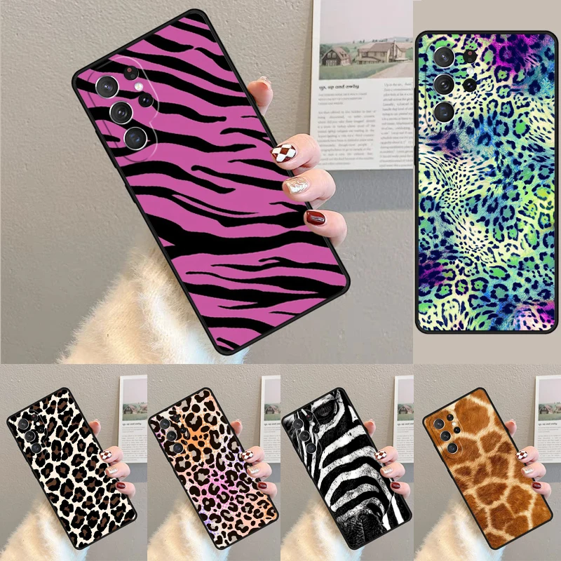 Cover For Samsung Galaxy S24 Ultra S21 S22 S8 S9 S10E Note 10 20 Plus FE S23 Cyan Giraffe Leopard Zebra MAD Phone case Coque