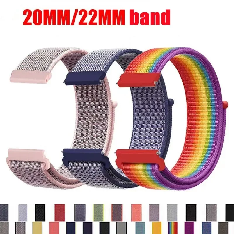 

22mm/20mm Nylon Strap for Samsung Galaxy Watch 5/4 40/44mm 3 Classic Active 2 Bracelet 41mm/45mm 42mm/46mm Band