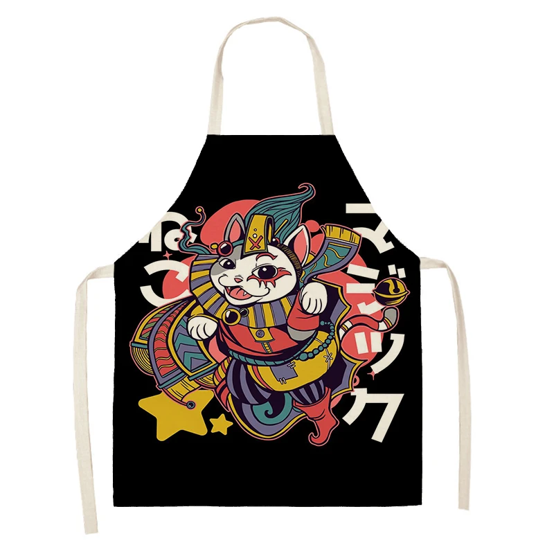 Women\'s kitchen apron oil painting style Restaurant chef barber Waterproof apron for menand child painting scenery Hand 55×68cm