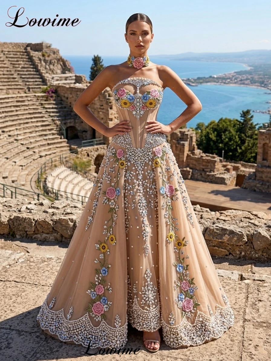 Haute Coutures Heavy Hand Sewing Crystals Celebrity Dresses Elegant Stunning Evening Party Dresses Vestidos De Gala Customized