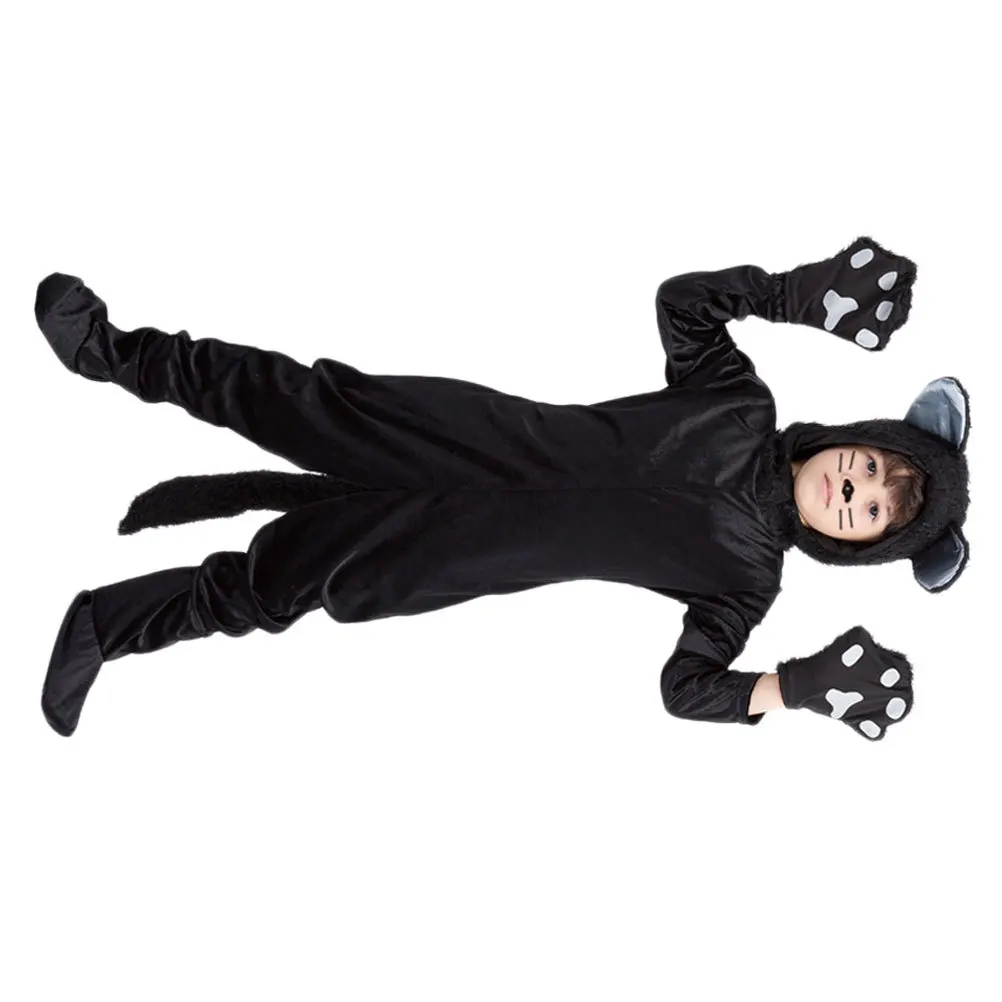 Disfraz de gato de Halloween para niños, diseño Animal, duradero, lavable, reutilizable para fiesta, mascarada, Carnaval, Cosplay, conjunto de ropa para gatos