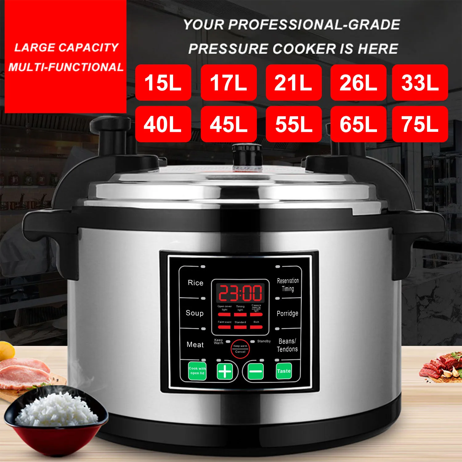15L Commercial Smart Stainless Steel Multicooker | 304 Digital Large Electric Pressure Cooker