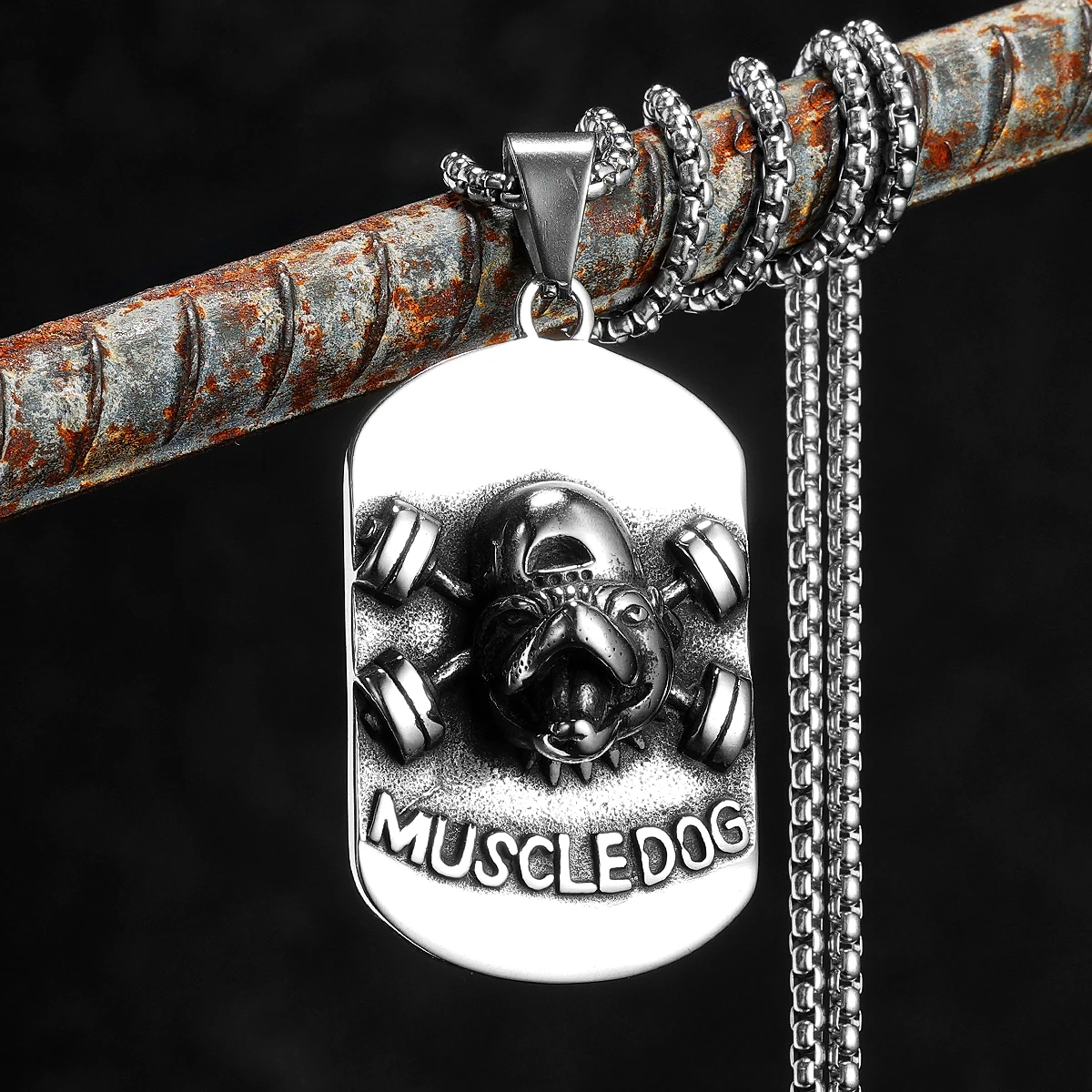 Muscle Dog Fitness Gym Homens Colares Pingente de Aço Inoxidável Corrente Mulheres Jóias Punk Hiphop Moda Atacado Dropshiping