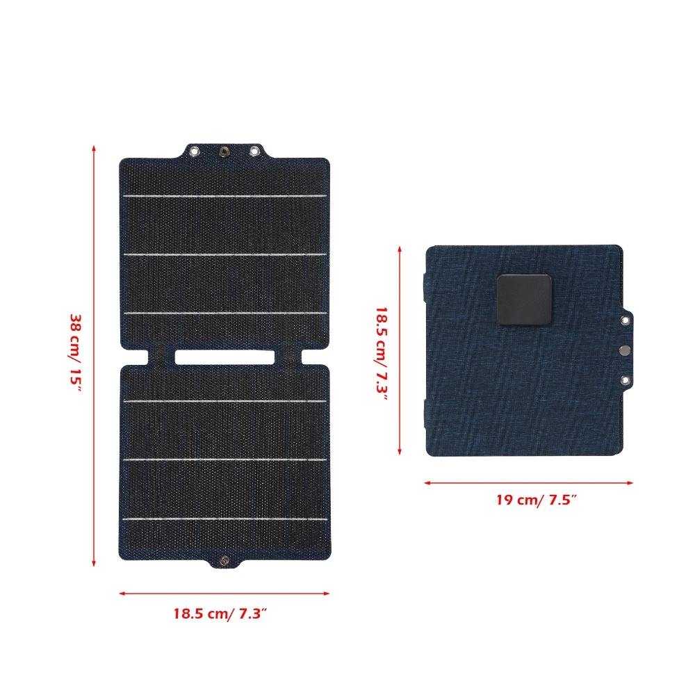 10W Solar Panel Charger with USB-C & USB-A，ETFE Solar Phone Charger for Camping Backpacking IPX6 Waterproof Folding Solar Panels