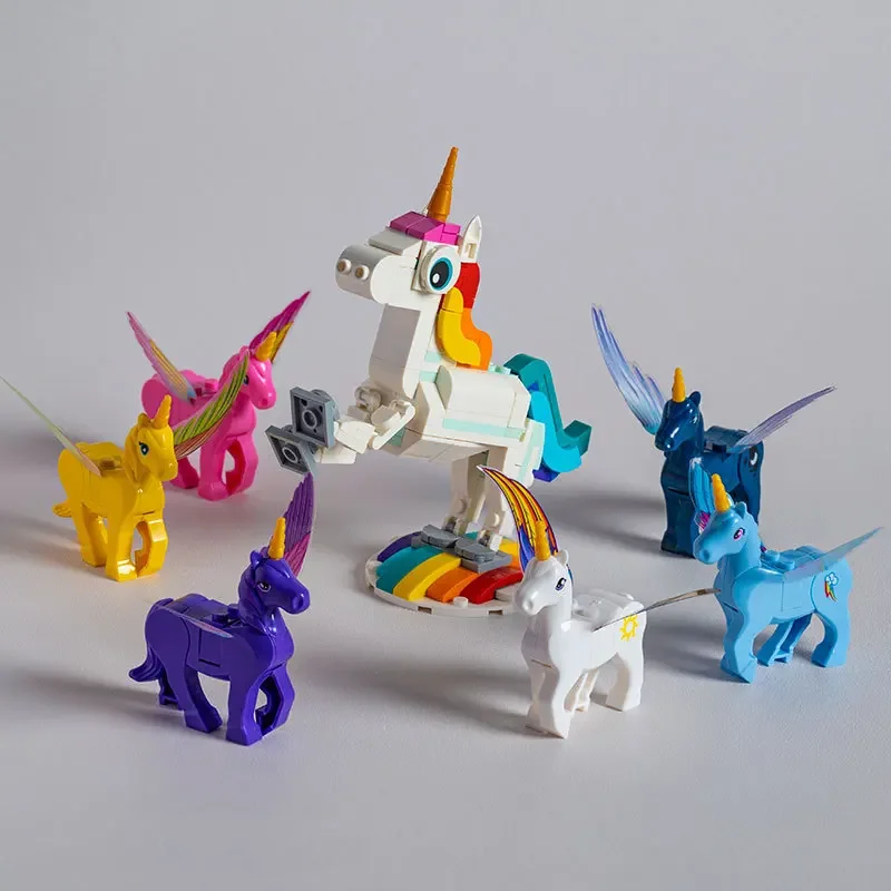 Building Block Internet Celebrity Unicorn Small Particle Building Block Puzzle DIY Trendy INS Wind Princess Building Block Toy