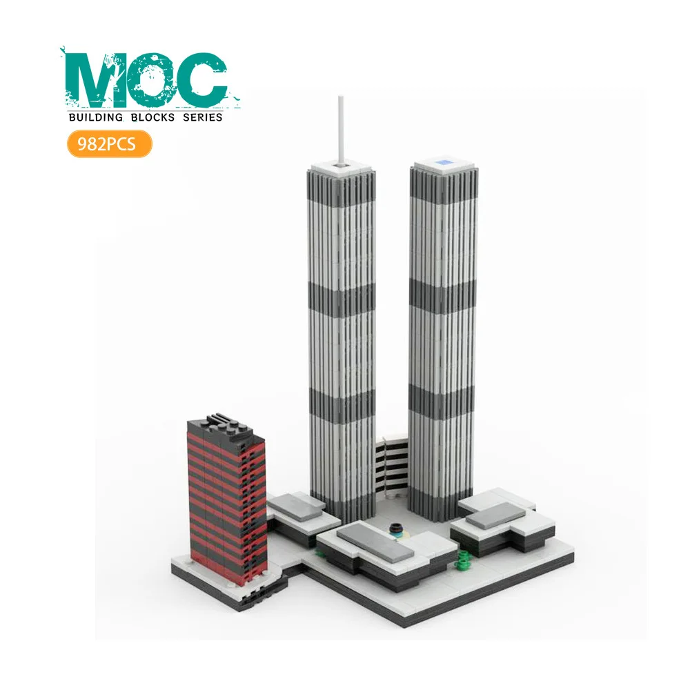

Набор MOC Twin Towers, креативный дизайн, совместимый с строительными блоками из мелких частиц, детский подарок