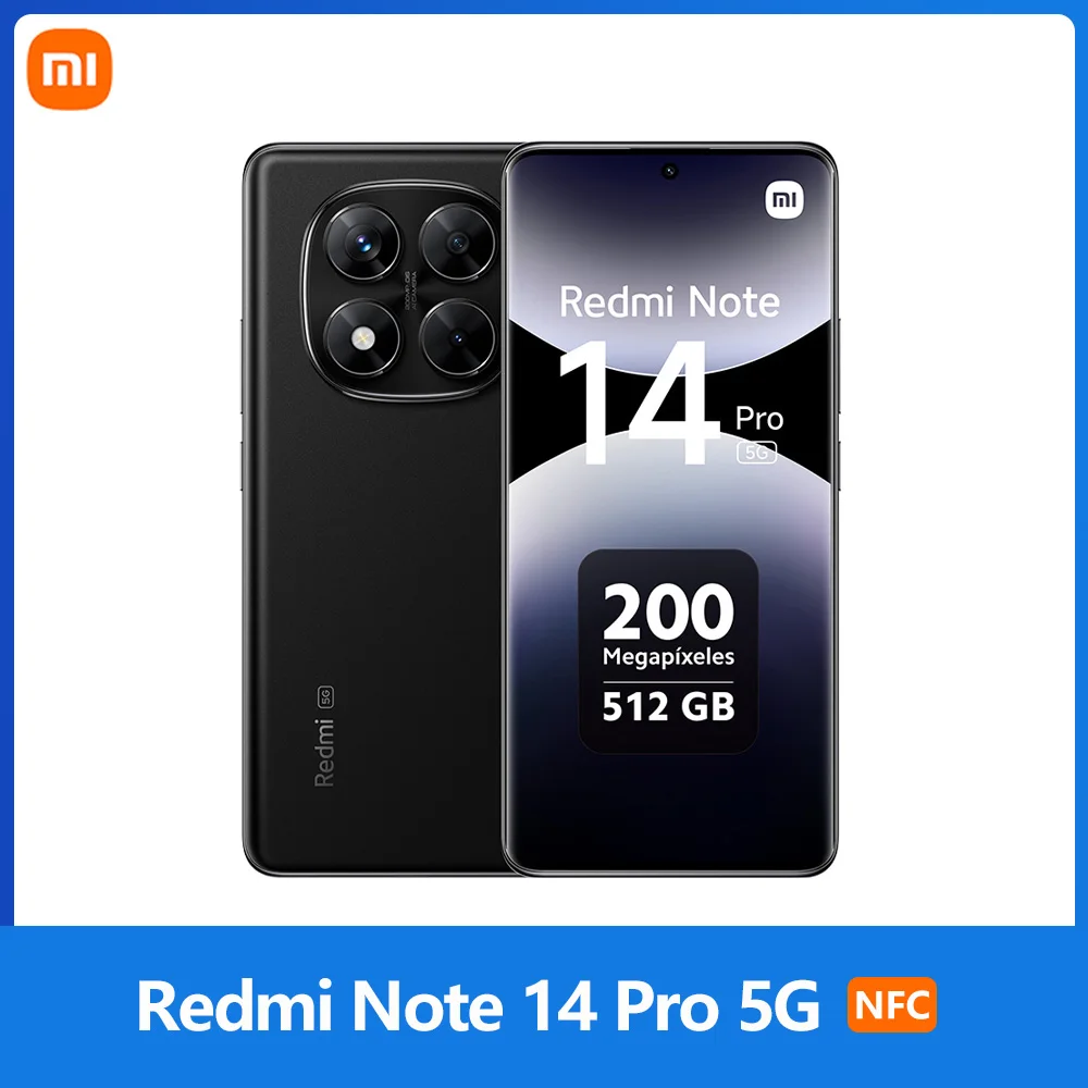 Xiaomi Redmi Note 14 Pro 5G,NFC,Pantalla AMOLED 1.5K de 6.67 pulgadas,Cámara de 200 MP,5110 mAh,No contiene cargador