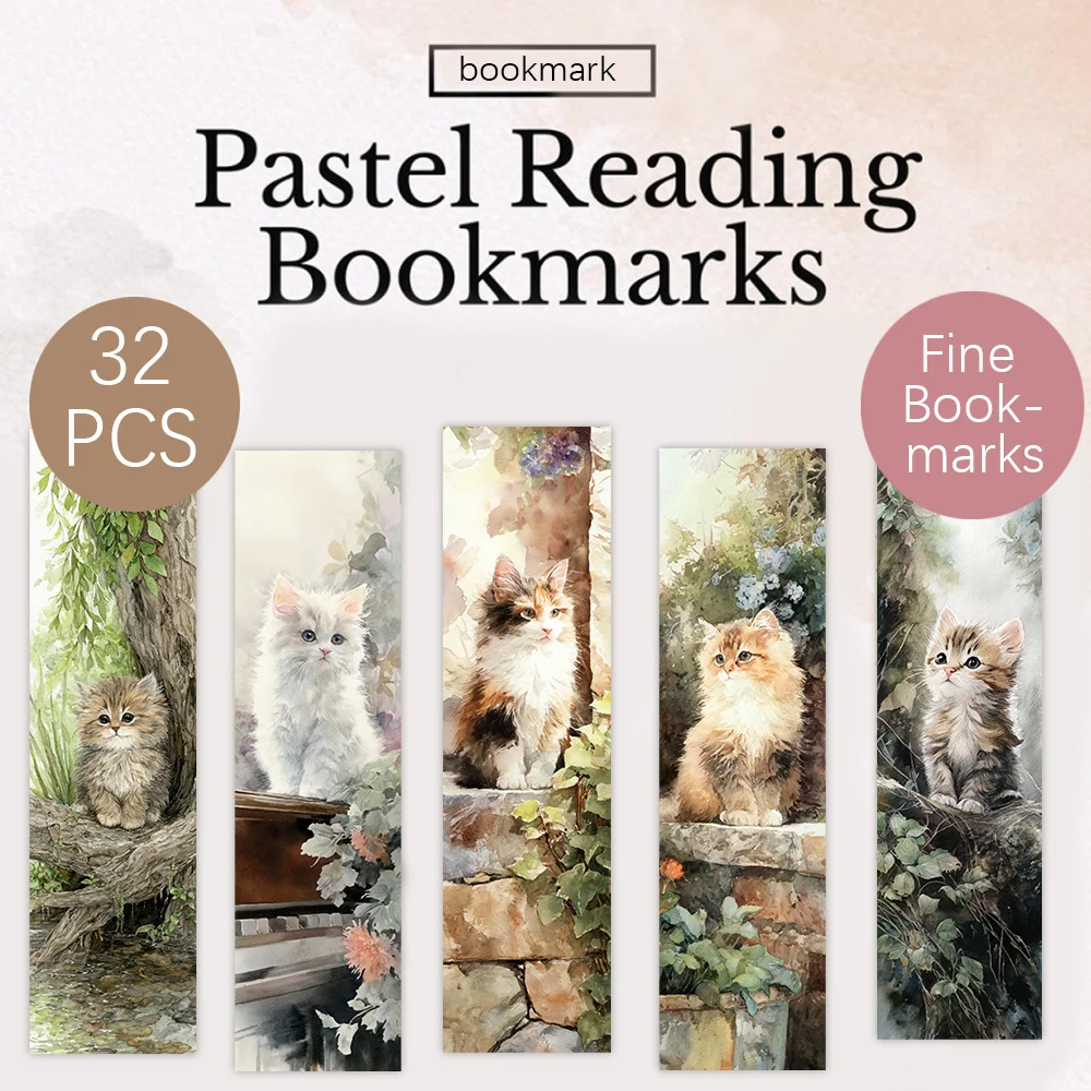 32 marque-pages en forme de chat style aquarelle, idéaux pour les enseignants, les lecteurs et les amoureux des livres, cadeau parfait pour les anniversaires et le Nouvel An