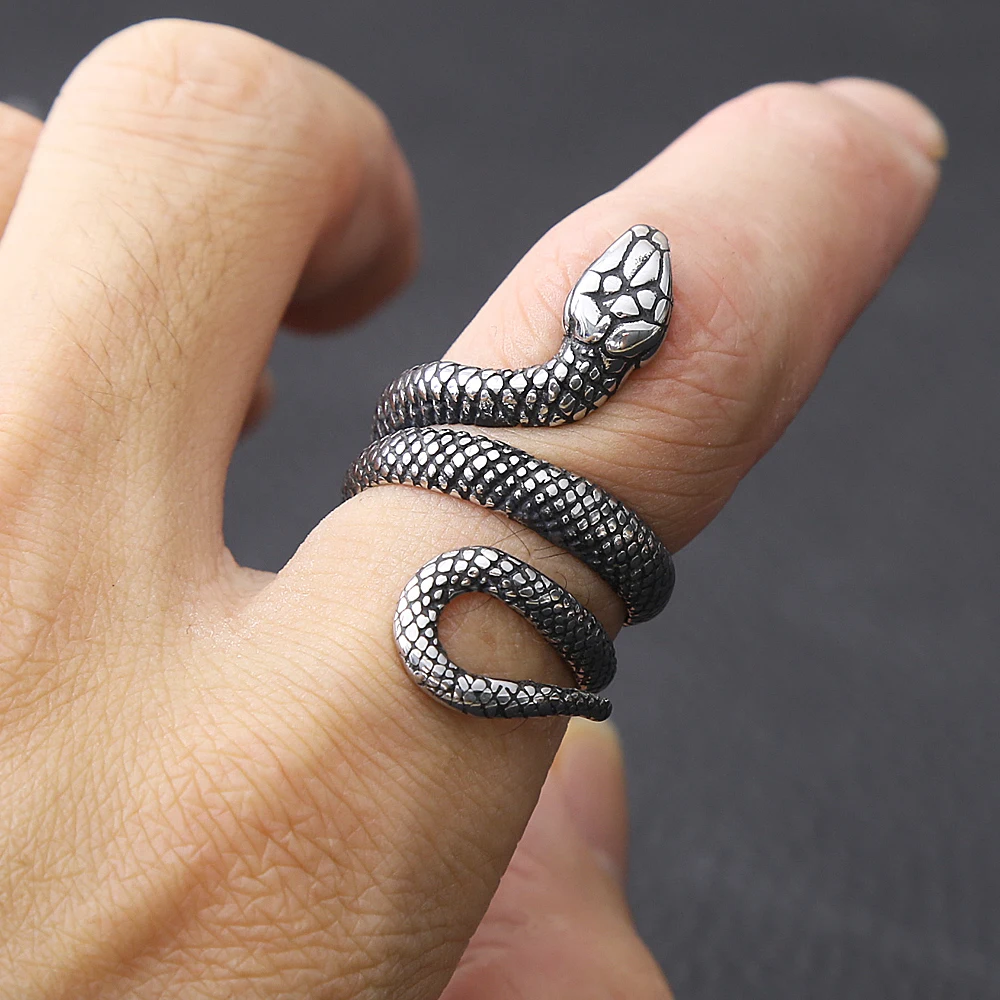 Fashion Vintage 316L Stainless Steel Snake Rings For Men Women Punk Cool Animal Ring Party Couple Amulet Jewelry Gifts Wholesale