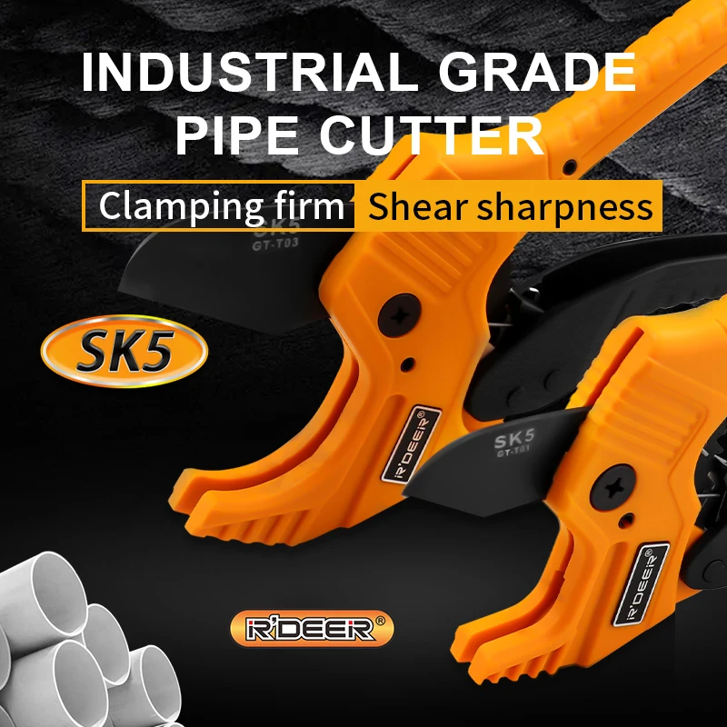 R’DEER SK5 Ratchet Pipe Cutter 42mm 64mm PVC/PU/PP/PE Hose Cutting Hand Repair Tool Pipe Scissors for DIY Projects