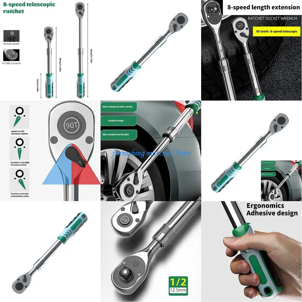 

Y5GD Professional Grades 90 Tooth Ratchet Wrench Extendable Handle For Tight Space