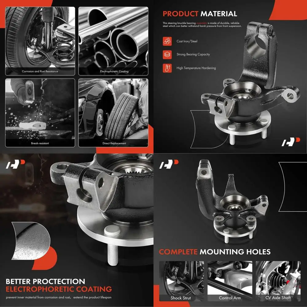 

Front Right Steering Knuckle & Wheel Bearing Hub Assembly Compatible with Ford Focus 2006 2007 2008 2009 2010 2011, Passenger Si