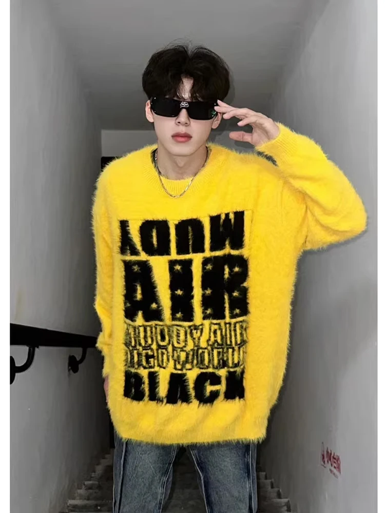 

American Retro Men's Knitted Sweater Autumn Winter Soft Lazy High-End Trendy Brand Couple's Knitwear Coat Casual Loose Fit