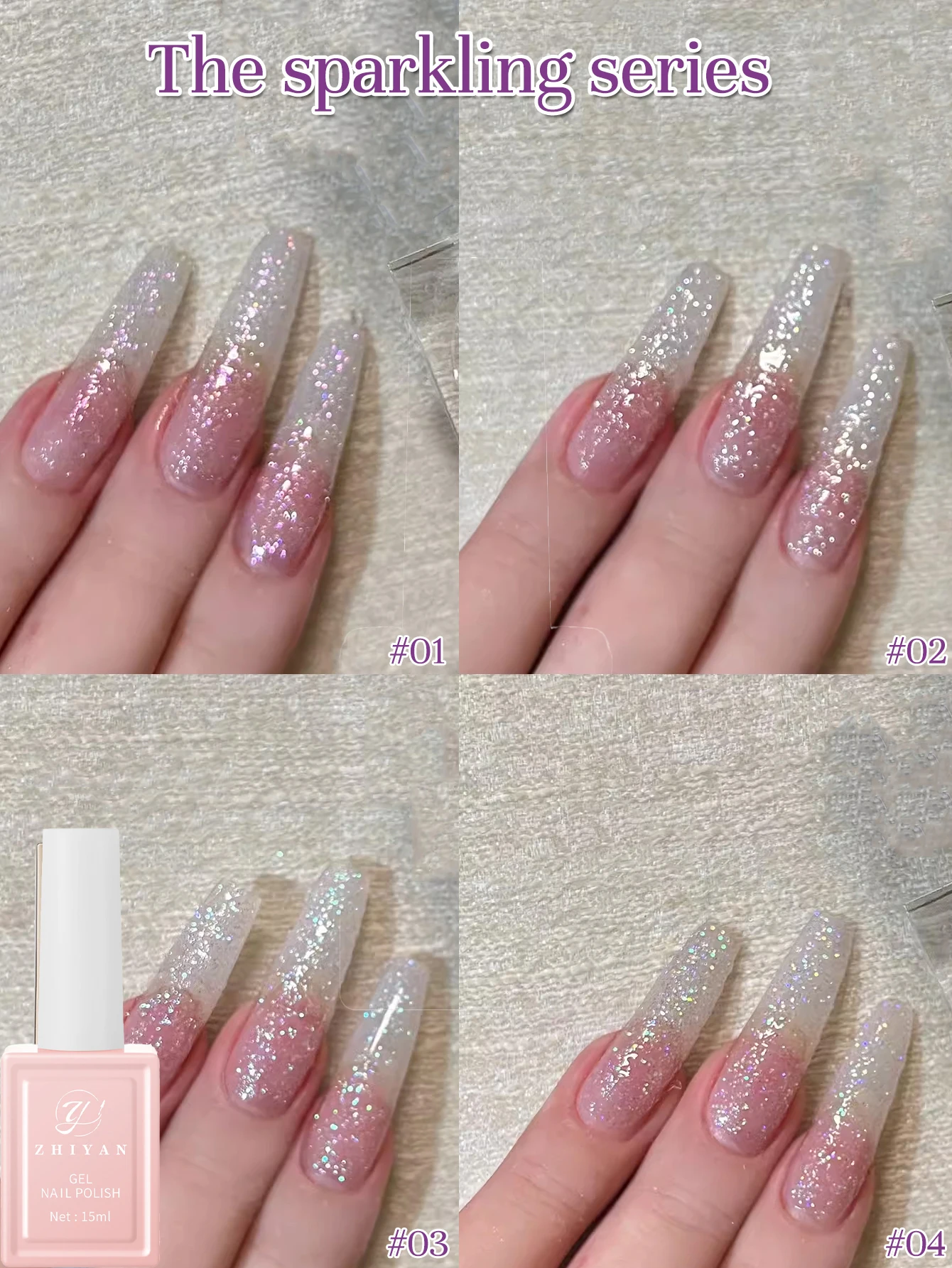 ZHIYAN 12ML 4 colori più venduti Smalto per unghie gel glitter super flash adatto per unghie e unghie dei piedi Unghie bianche Nail Art