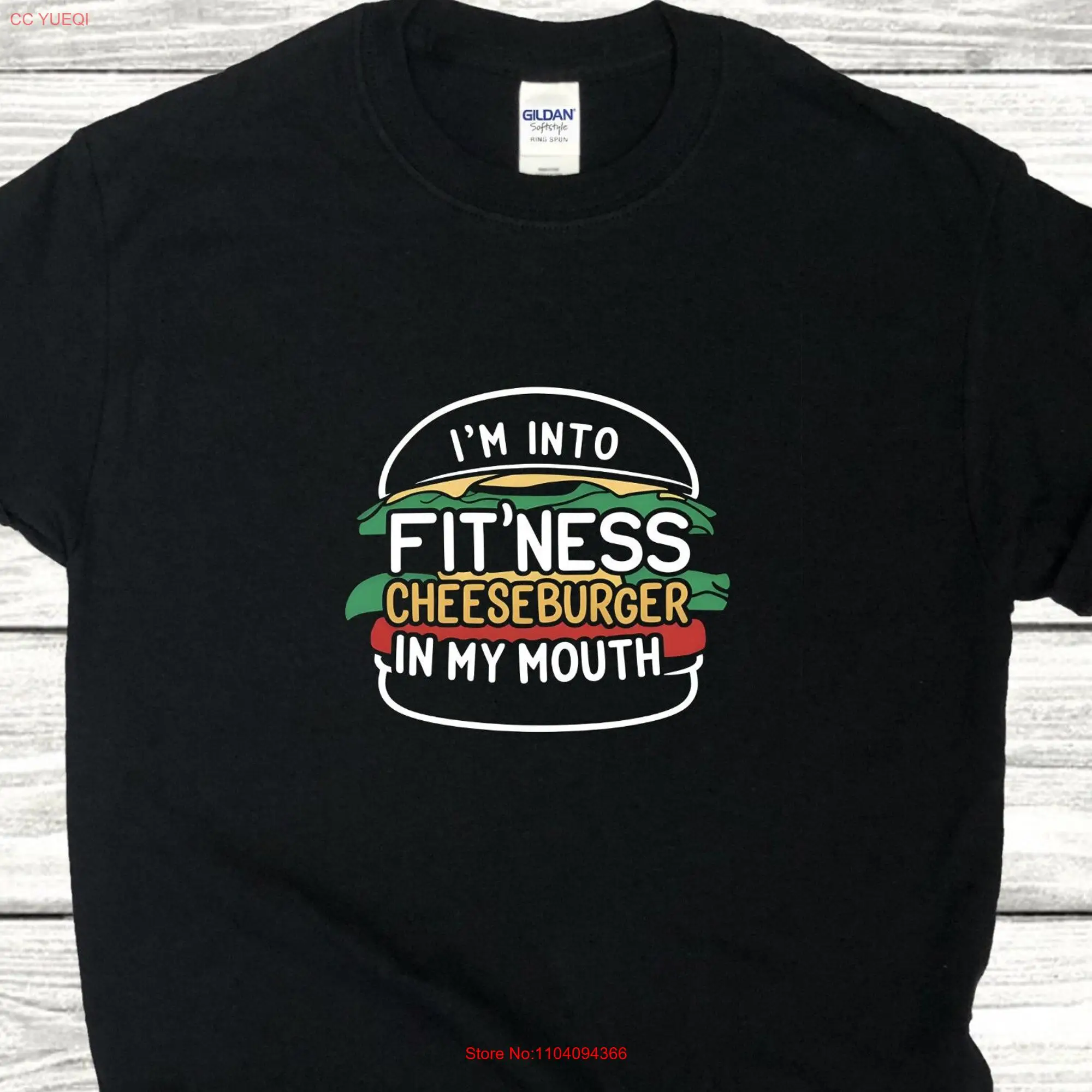 Im into Fit ness Cheeseburger in my Mouth Fitness T Shirt Men Lover s Funny long or short sleeves