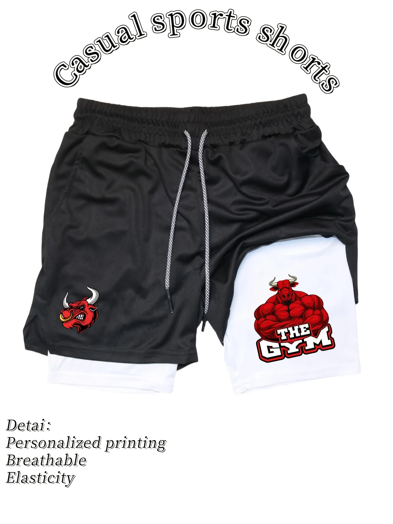 

2025 New Men'S Summer Quick-Dry Fitness Shorts Slightly Stretchy And Breathable Trendy Print Running Training Pants