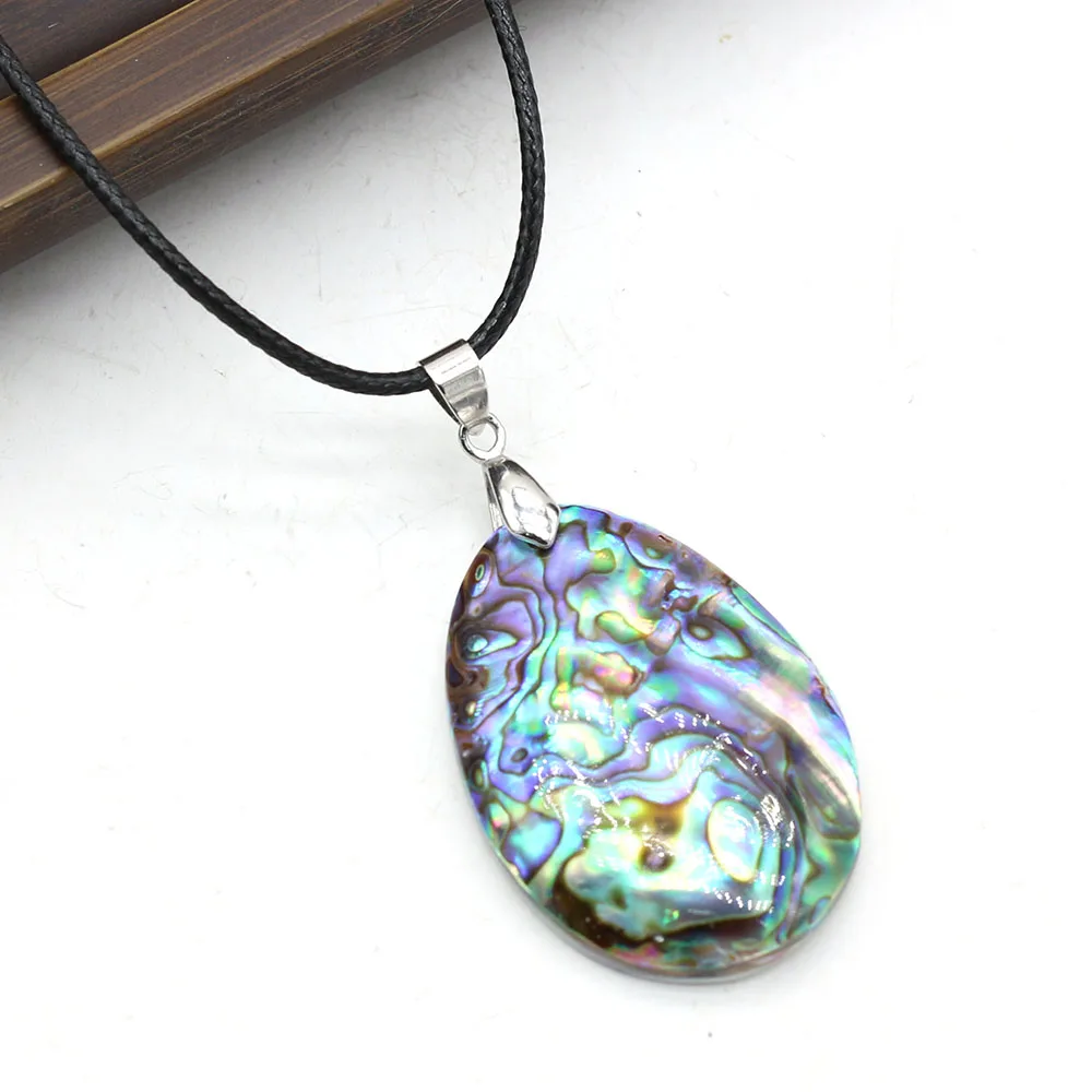 28x40mm Oval Natural Mother of Pearl Shell Fashion Charms Necklaces for Women Jewelry One-sided Abalone Shell Pendant Necklace