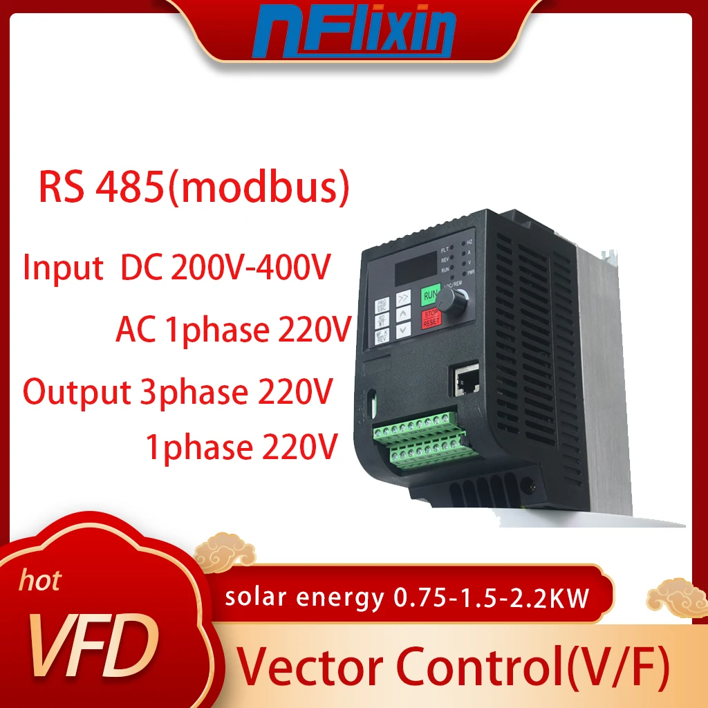 

Solar VFD Solar Frequency converter 0.75KW/1.5KW/2.2KW 220v10HP Variable Frequency Drive Inverter AC inverter