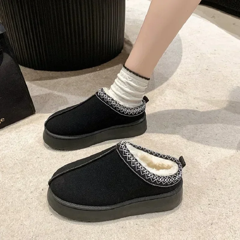 Nieuwe Winter Retro Vrouwen Sneeuw Warm Suède Lederen Luie Loafers Laarzen Schoenen Vrouw Dame Dames Platte Bottine Laarzen Mujer Schoenen