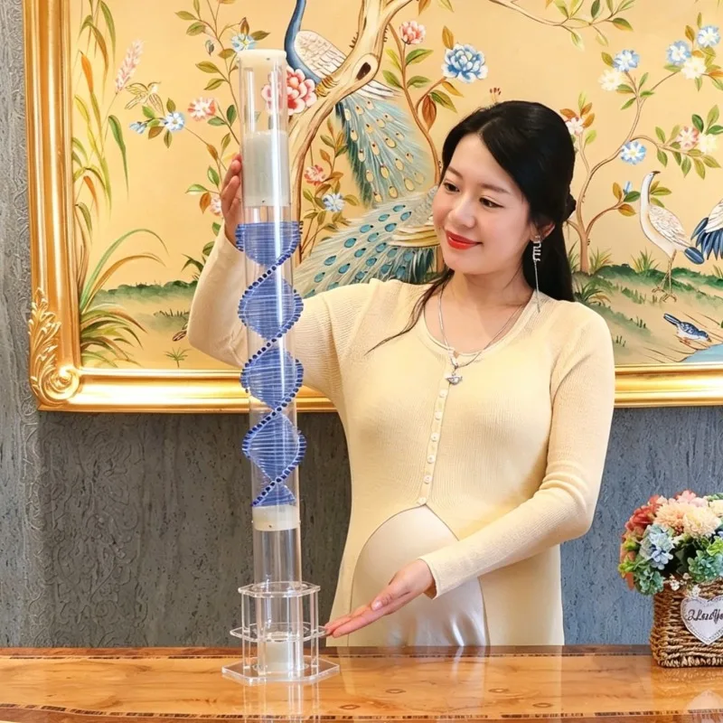 DNA Spiral Crystal Rain Stick 1min Blue Sound Healing Rainmaker Shaker Meditation Sound Tube Relax Orff Instruments with Base