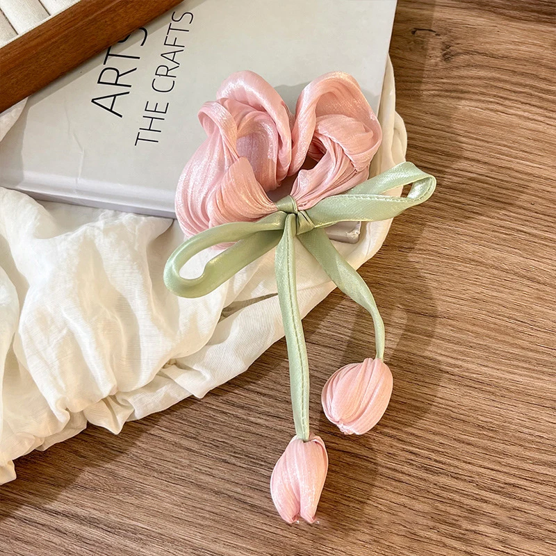 Kleurrijk stoffen haartouw, lief temperament tulpstof haartouw, modieuze lieve meisjeshaaraccessoires