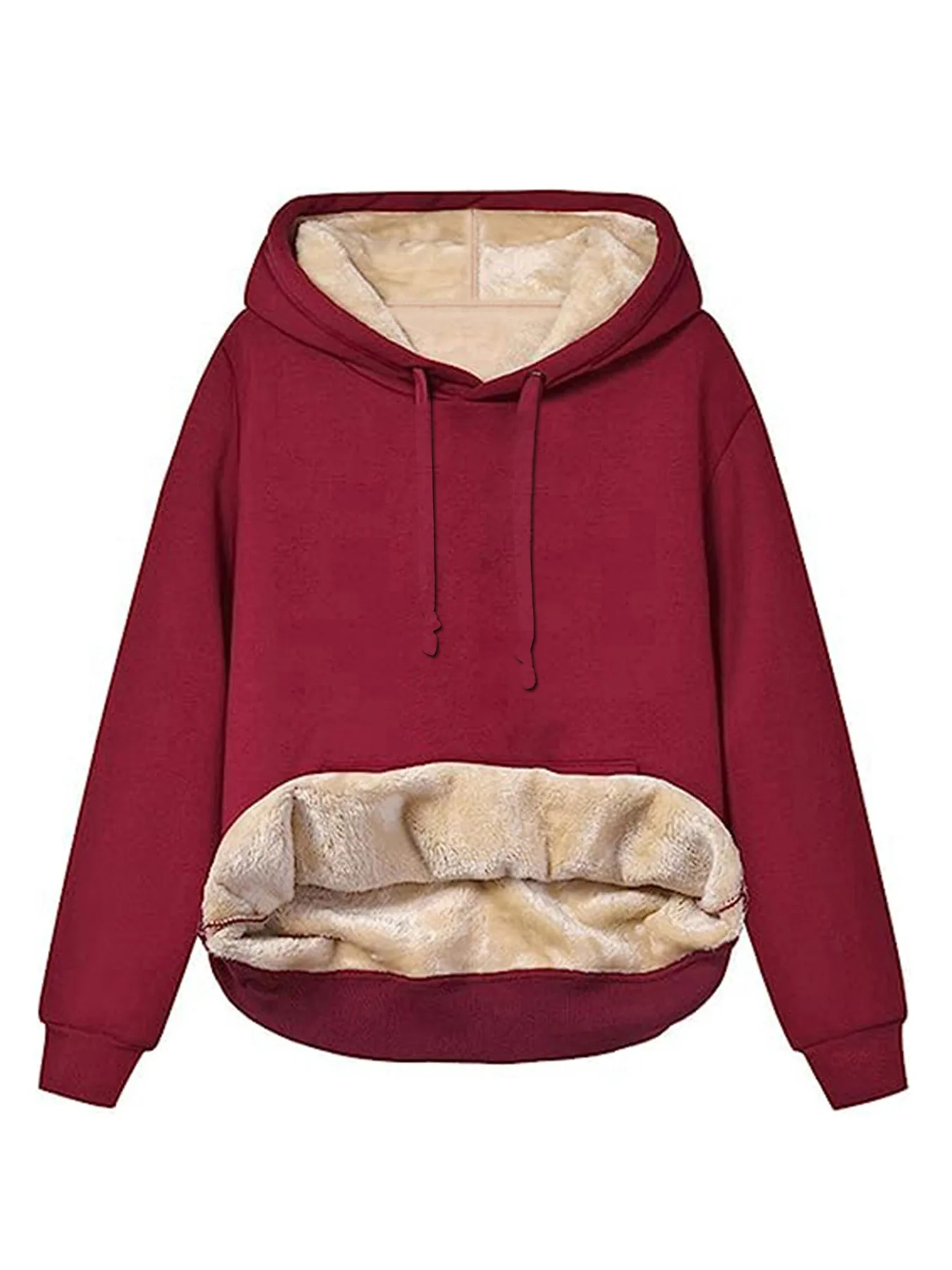 Women's Warm Fleece Lined Hoodie Thick Sherpa Pullover Drawstring Winter Sweatshirt Long Sleeve Multicolor Casual Top