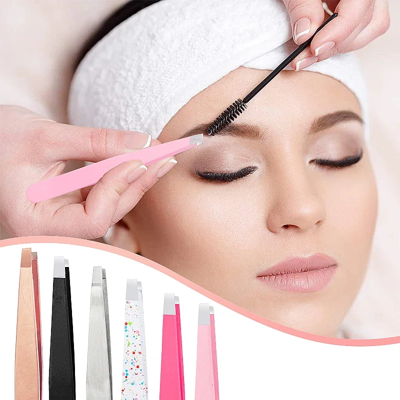 Pinzas para cejas, recortador profesional para Barba, pestañas, cejas, cara, depilación, maquillaje Beautfy, herramientas de acero inoxidable