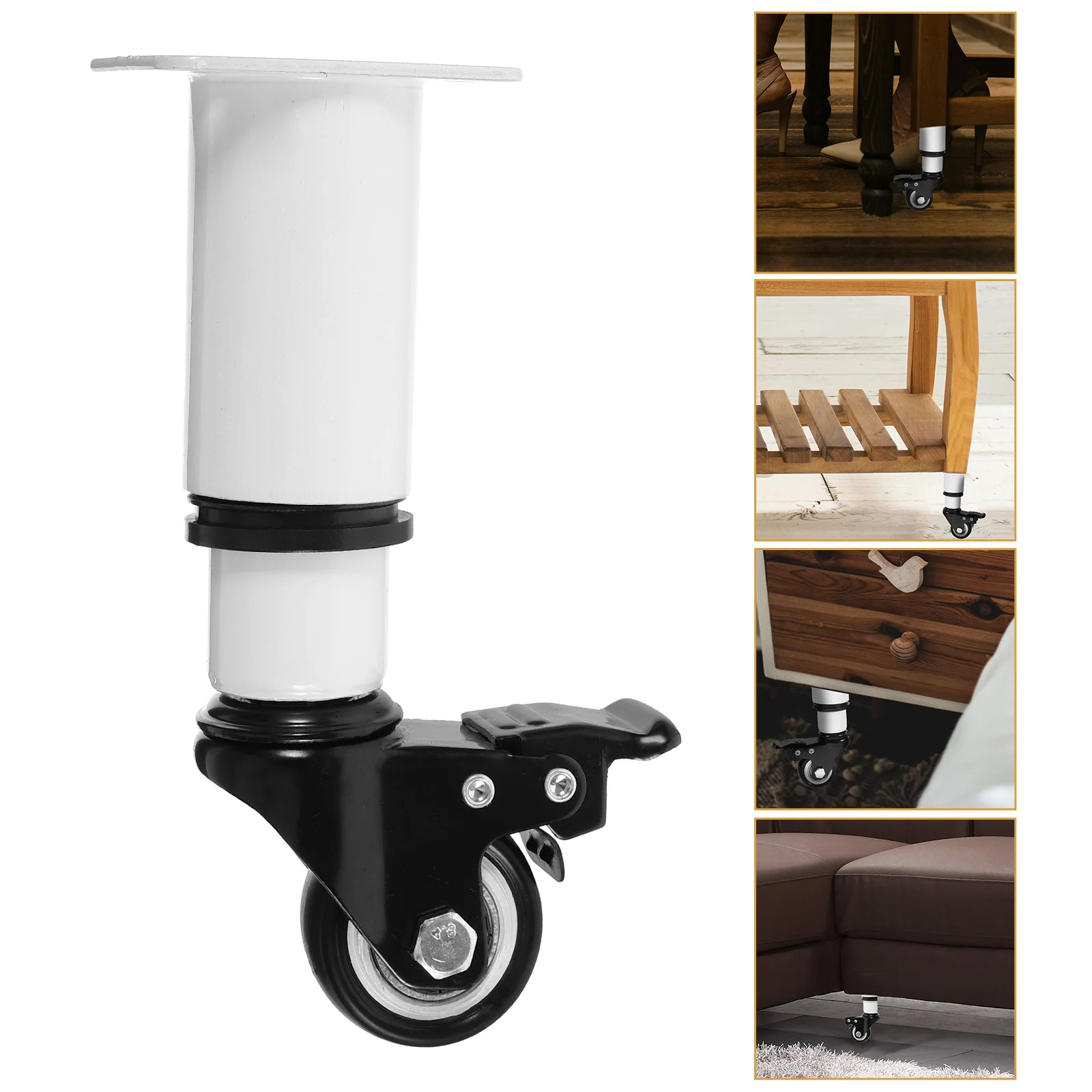 

4Pcs Adjustable Metal Legs for Furniture with Rotating Wheels Table Bed Cabinet Desk Support Legs Casters Caster Wheels