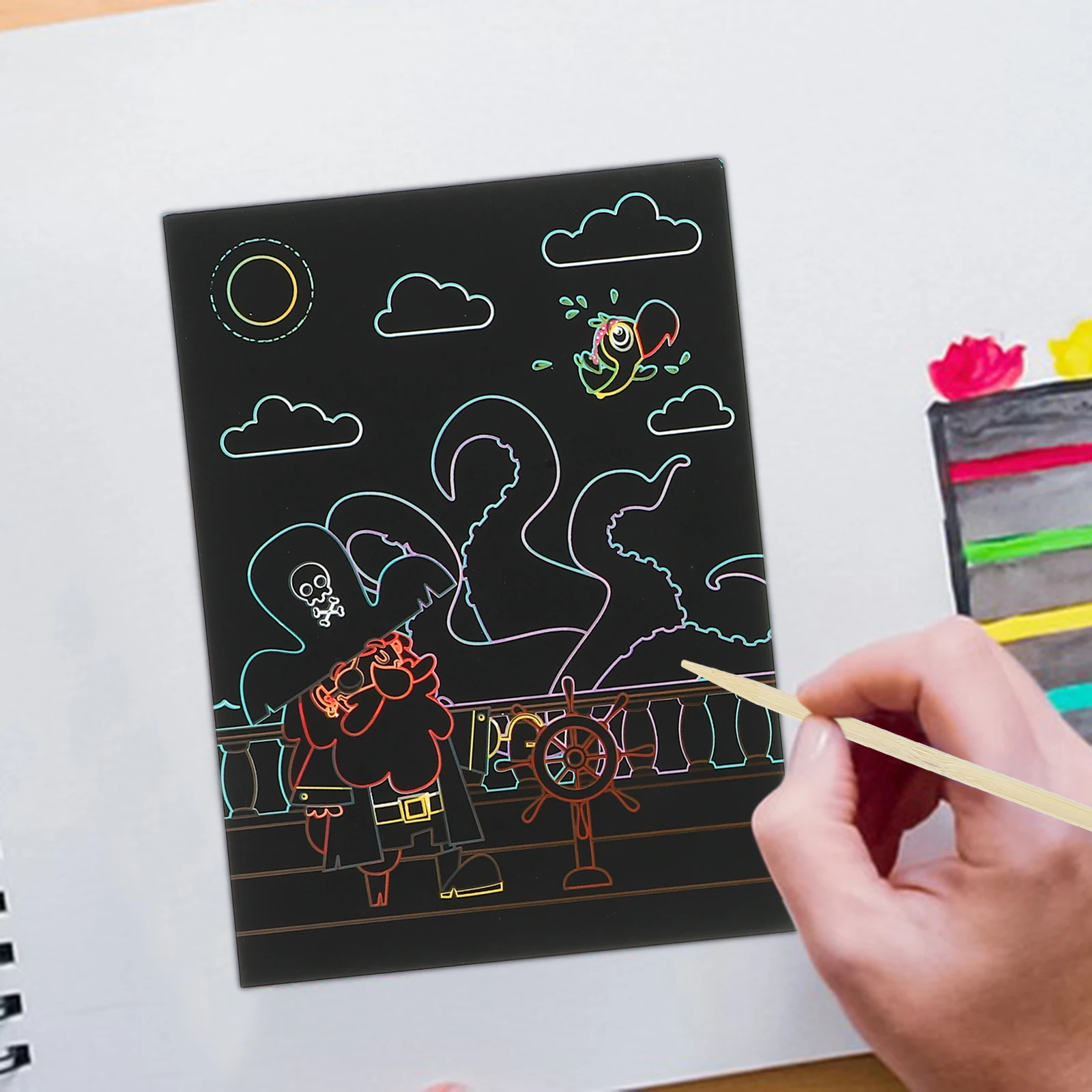 

1 Set Creative Scratch Painting Paper For Kids Funny Scratching Sheets Educational Art Diy Drawing Game Home Party Kindergarten