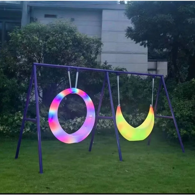 LED outdoor luminous moon swing light, hotel courtyard garden scenic solar creative rocking chair light