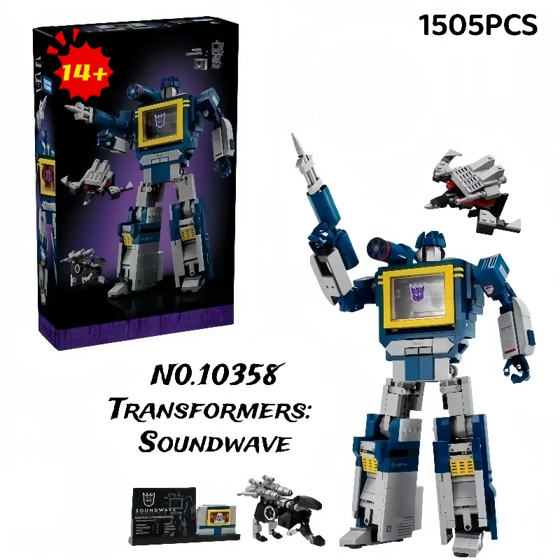 

1505 шт., набор строительных блоков для модели робота Soundwave Transformer, синий мех, игрушечный автомобиль, креативные кирпичи «сделай сам» для взрослых/детей, Chr