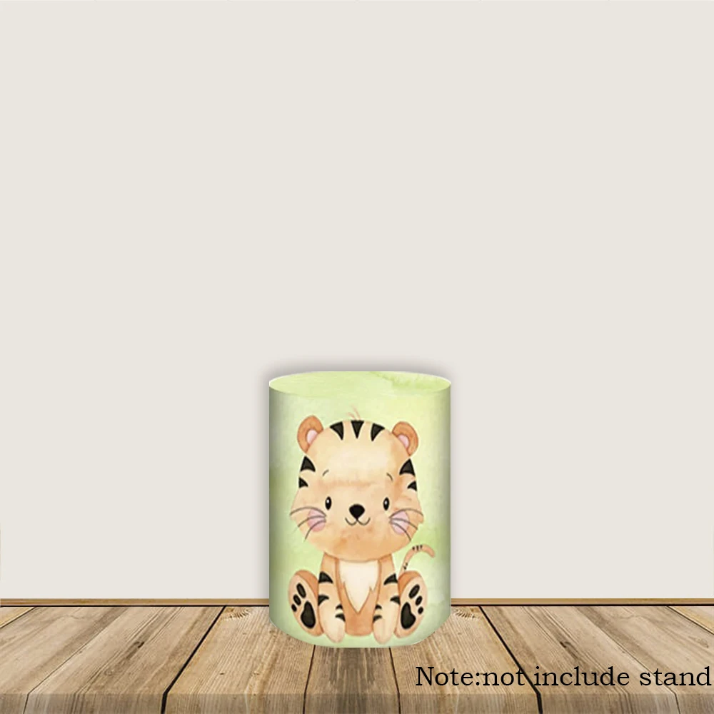 غطاء أسطواني على شكل حيوانات الغابة سفاري لحفلات أعياد الميلاد للأطفال وودلاند وايلد أغطية طاولة أسطوانية تحت عنوان واحد ديكور