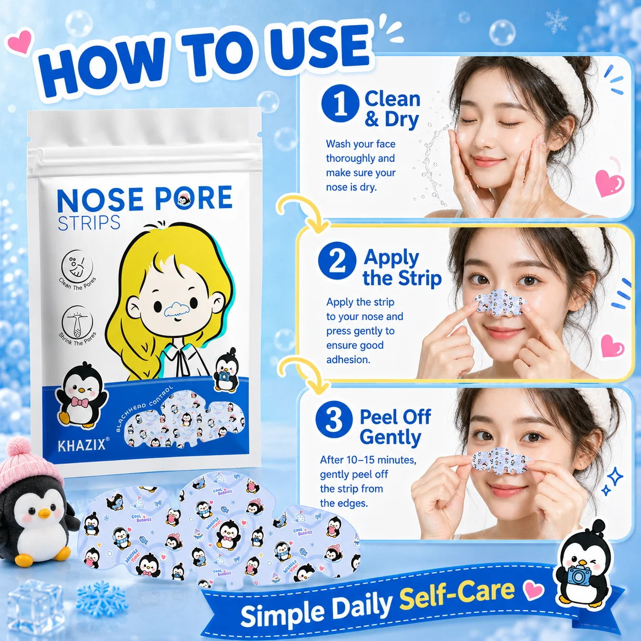 5/10/15 pieces of cartoon-shaped breathable nasal strips, soft, lightweight and elastic, suitable for use during work and daily
