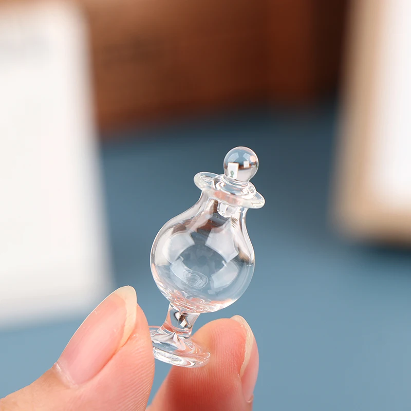 1/12 Dollhouse Miniature Accessories Mini Glass Candy Jar Simulation Food Dessert Can Model Toys for Doll House Decoration