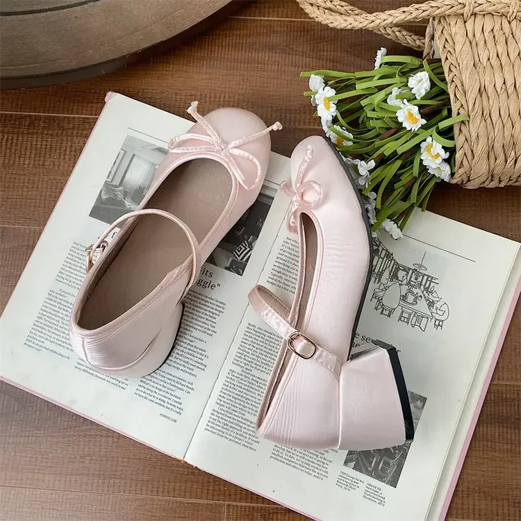 Spring Autumn Mary Jane  Fashion Shallow Round Toe Mid Heel Shoes Ladies Elegant Outdoor Single Pumps  Womens Shoes