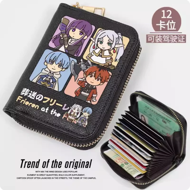 Anime Frieren at the Funeral Fashion Wallet PU Purse Card Coin Zipper Cash Holder Bag Cosplay Gift B373