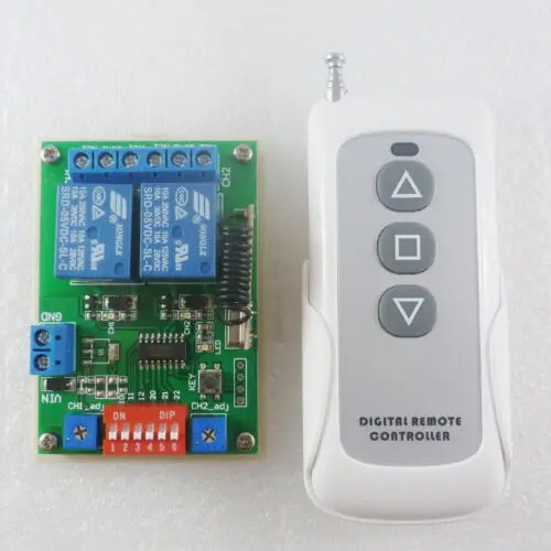 DC 12V 433mHz 2Ch Wireless Delay Relay Board & RF Wireless Remote Controller