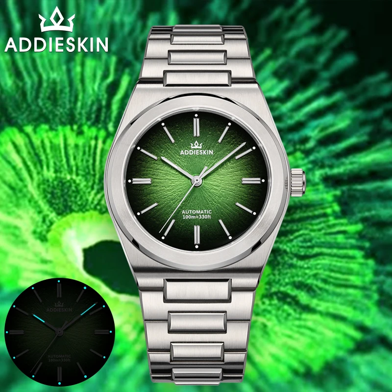 AddiesKin Men Luxury Watch K001 BGW9 Blue Luminous 10Bar Waterproof Synthetic Sapphire 9015 Movement Automatic Mechanical Watch
