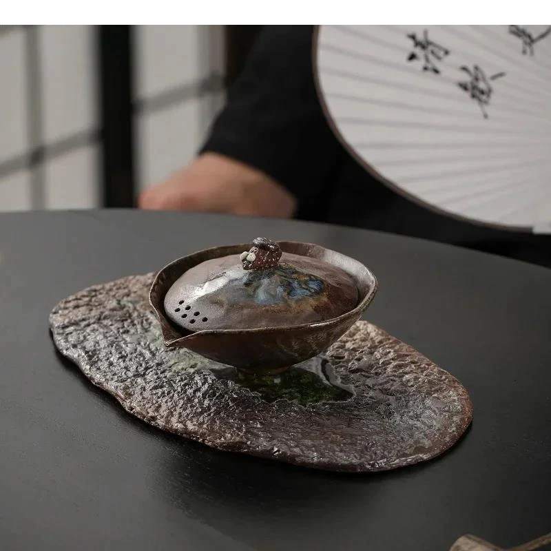 Ceramic Teapot Tea Infuser with Filter Hand Held Kung Fu Teaware Water Separator Teas Tray Making Tools Kettle