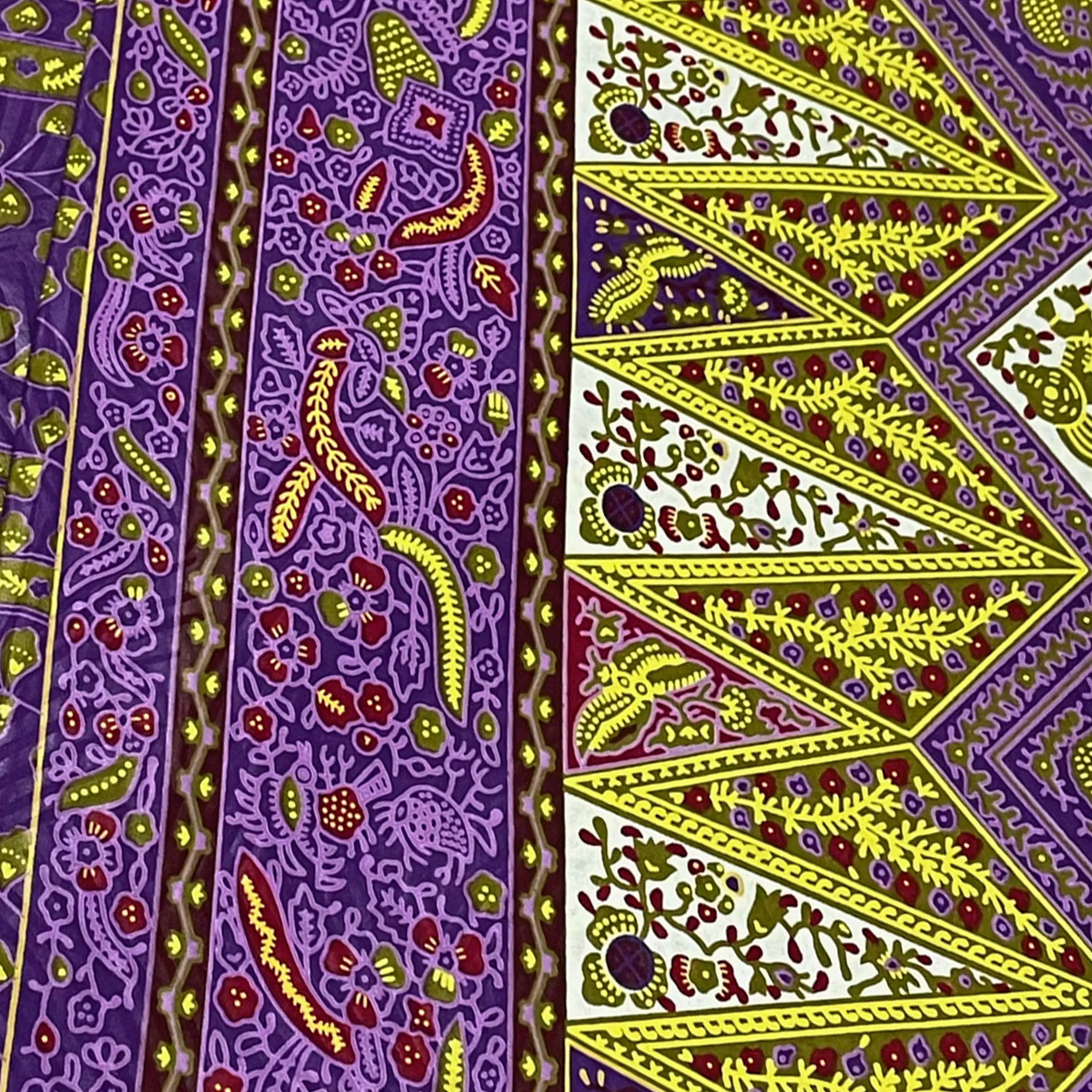 African Ankara Wax Print Fabric Purple Floral Geometric Pattern, Dutch Style Real Wax Pagne, Batik Cloth for Women Dress Sewing
