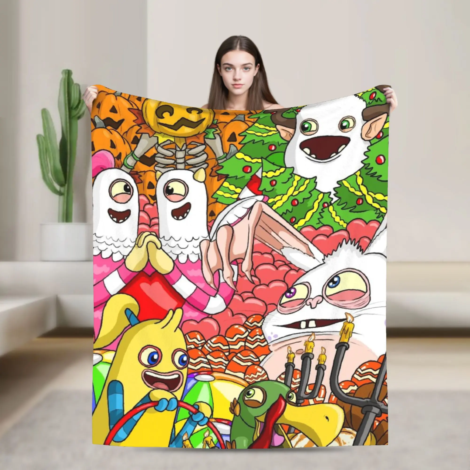 My Singing Monsters  Blanket Quality Warm Soft  Throw Blanket Winter Airplane Travel Bedroom Comfortable Bedspread