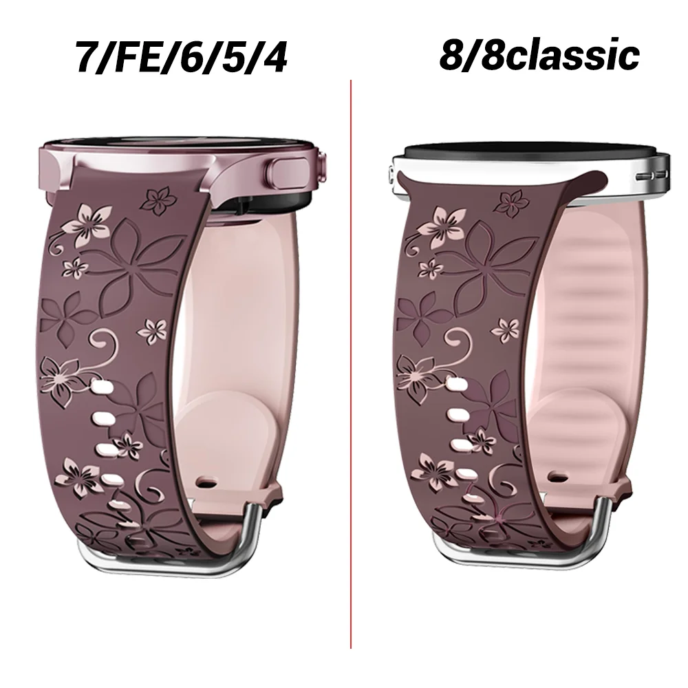 No Gaps Silicone Carved Print Watch Strap for Samsung Galaxy Watch 8 Classic 7 40mm 44mm 46 Bracelet Correa Galaxy FE 6 5 4 Band