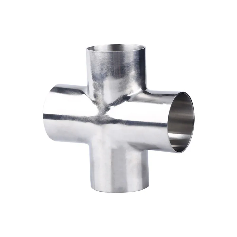 

304 Stainless Steel Cross Type SS304 Sanitary 4 Ways Welding Fitting Food Grade Double-sided Polishing Pipe Connector